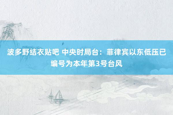 波多野结衣贴吧 中央时局台：菲律宾以东低压已编号为本年第3号台风