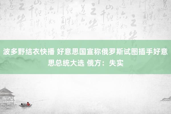 波多野结衣快播 好意思国宣称俄罗斯试图插手好意思总统大选 俄方：失实