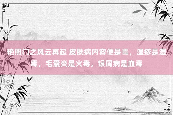 艳照门之风云再起 皮肤病内容便是毒，湿疹是湿毒，毛囊炎是火毒，银屑病是血毒