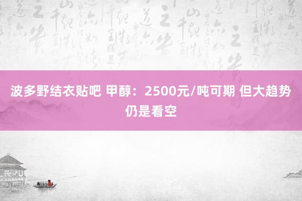 波多野结衣贴吧 甲醇：2500元/吨可期 但大趋势仍是看空