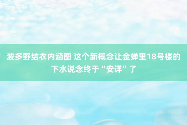 波多野结衣内涵图 这个新概念让金蝉里18号楼的下水说念终于“安详”了