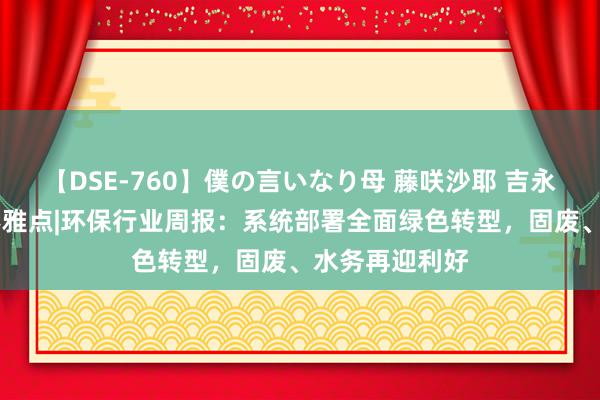 【DSE-760】僕の言いなり母 藤咲沙耶 吉永はるか 券商不雅点|环保行业周报：系统部署全面绿色转型，固废、水务再迎利好