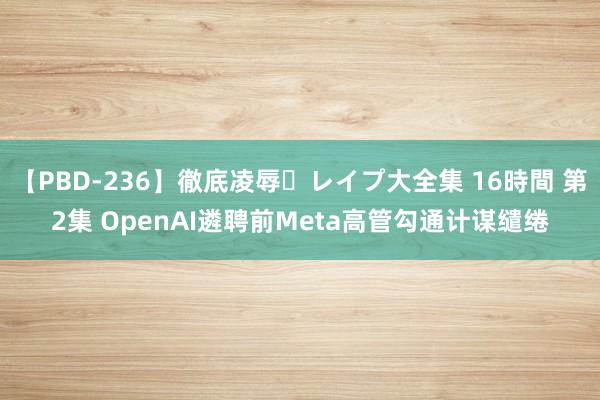 【PBD-236】徹底凌辱・レイプ大全集 16時間 第2集 OpenAI遴聘前Meta高管勾通计谋缱绻