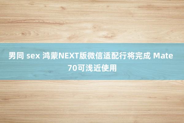 男同 sex 鸿蒙NEXT版微信适配行将完成 Mate 70可浅近使用